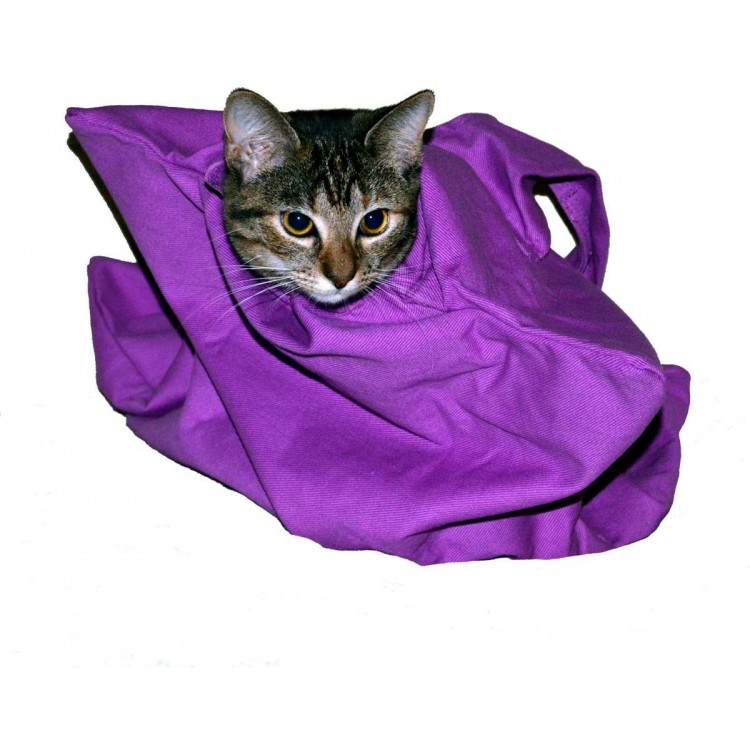 Cat-in-The-Bag Grand sac de transport confortable pour chat Lavande Sac de transport et de toilettage pour les visites vétérinaires le bain la coupe des ongles et les voyages en voiture