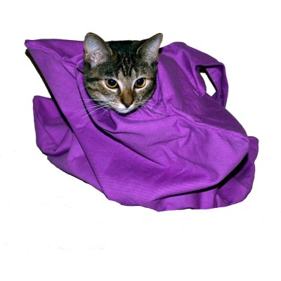 Cat-in-The-Bag Petit sac de transport confortable pour chat Lavande Sac de transport et de toilettage pour les visites vétérinaires le bain la coupe des ongles et les voyages en voiture
