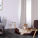 lionto Lit pour chien canapé lavable avec coussin réversible marron beige L 110 x 80 cm