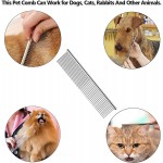 Peigne pour chien chat animal domestique peigne en métal peigne en acier peigne de toilettage pour chat peigne de toilettage pour chien pour enlever les nœuds argenté + rose