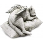 DASNTERED Statue commémorative en forme d'ange pour chien Pierre commémorative avec ailes Statue funéraire en résine pour animal de compagnie forme de chat