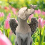 DASNTERED Statue commémorative en forme d'ange pour chien Pierre commémorative avec ailes Statue funéraire en résine pour animal de compagnie forme de chien