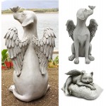 QOTSTEOS Marqueur funéraire en forme d'ange pour chat chien chat endormi avec ailes d'ange ange pour chien animal domestique décoration funéraire dimensions : forme de chien