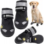 Chaussons de neige pour chien Bottes pour chien Chaussures imperméables avec bandes réfléchissantes Protecteur de patte de chien Bottes de chien antidérapantes noires