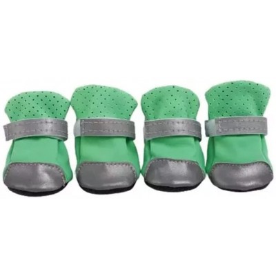 XZJJZ 4 pièces chien chiot chaussures réfléchissantes poméranien Teddy Bichon bottes pour animaux de compagnie à semelles souples accessoires pour chien Color : Green Size : 4 code