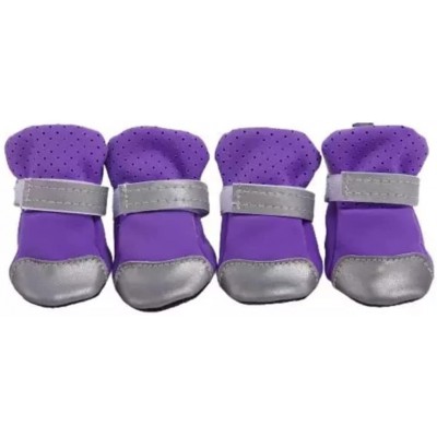 XZJJZ 4 pièces chien chiot chaussures réfléchissantes poméranien Teddy Bichon bottes pour animaux de compagnie à semelles souples accessoires pour chien Color : Purple Size : 1 code