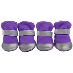 XZJJZ 4 pièces chien chiot chaussures réfléchissantes poméranien Teddy Bichon bottes pour animaux de compagnie à semelles souples accessoires pour chien Color : Purple Size : 2 code