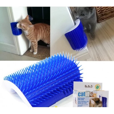 Huuiy Brosse d’angle de toilettage et massage pour chat avec herbe à chat 12,7 x 8,5 x 4,7 cm Produits pour animaux de compagnie