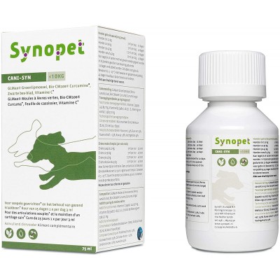 Synopet CANI-SYN Formule Liquide soutient la Fonction articulaire de Toutes Les Races de Chiens Petits et Grands 100% d'ingrédients naturels sans additifs Haute biodisponibilité 1x 75ml