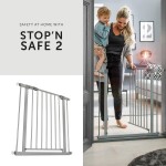 Hauck Barrière de Sécurité pour Enfants Stop N Safe 2 incl. Extension de 9 cm de 84 à 89 cm Sans Percage Métal gris