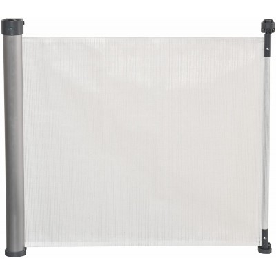PawHut Barrière de sécurité barrière Animaux rétractable Automatique dim. 1,4L x 0,88H m Aluminium Maille PVC Blanc