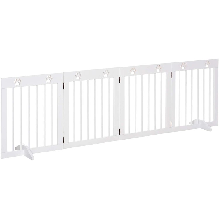 PawHut Barrière de sécurité barrière modulable Pliable pour Animaux de Compagnie 4 Panneaux en Bois de pin Massif 204 x 30 x 61 cm Blanc