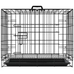 Cage Chien 60x40x50CM Qualite Cage pour Chien Pliable et Transportable avec Poignées et Plateau Noir CageChien-60x40x50CM