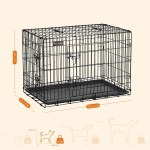 FEANDREA Cage pour Chiens 2 Portes 92,5 x 57,5 x 64 cm Noir PPD36H