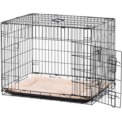 Pawhut Cage Caisse de Transport Pliante pour Chien en métal Noir 106 x 71 x 76 cm Matelas fourni