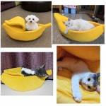 YUXIN Zhochen. Banana Cat Shaped lit et chaleureuse Maison Coussin Chiot Confortable Kennel Souple Portable Pet Sofa Color : White Size : L for 5kg