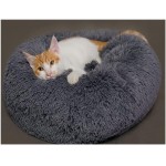 YUXIN Zhochen. Round Pet Dog Bed Lavable Lit for Chat Petit Donut Dog House Super Soft Cotton Mat Color : Gray Size : 70cm