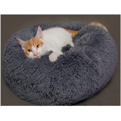 YUXIN Zhochen. Round Pet Dog Bed Lavable Lit for Chat Petit Donut Dog House Super Soft Cotton Mat Color : Gray Size : 60cm