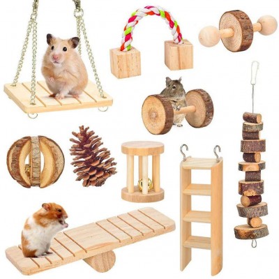 Amasawa 10 Pièces Jouets à Mâcher pour Hamster,Chinchilla Jouets à Mâcher,Convient aux Hamsters Lapins et Perroquets pour Jouer avec des Jouets Molaires