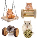 ERKOON Lot de 12 jouets à mâcher pour hamster gerbille rat cochon d'Inde chinchilla accessoires en bois naturel haltères d'exercice à cloche lapins perroquets syriens