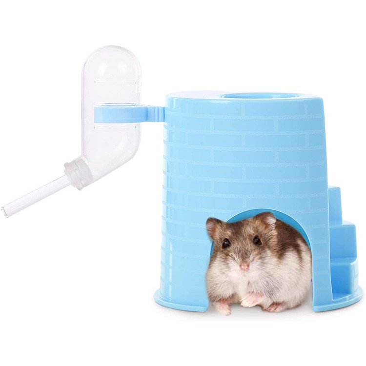 Kuoser Hamster château pour petits animaux avec échelle d'escalade amusante Jouet d'entraînement pour animal domestique avec distributeur d'eau et gamelle pour cochon d'Inde chinchilla gerbille