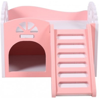 Maison Nid De Hamster Cage De Petit Animal Castel Couchage Jouet d'exercice 2 Couches avec Escalier Design 15 * 11 * 11cm Couleur : Rose