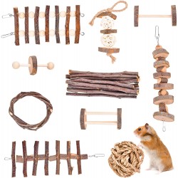 NANAOUS Lot de 3 jouets à mâcher en bois naturel pour hamster Jouets et accessoires pour soins dentaires ,Pour petits animaux qui jouent au sommeil