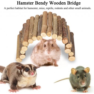 Pont de Hamster en Bois échelle Pont Petit Animal cachette rongeurs mâcher Jouet Cage pour Animaux de Compagnie décoration pour Cochon d'Inde Chinchilla Furet ReptileS