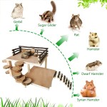 RoseFlower Aire de Jeux en Bois pour Hamster Jouets à mâcher en Bois Naturel Hamster Amusant Jouets pour Petits Animaux Plate-Forme pour Hamsters Pont Tunnel Echelle Jouet d'escalade en Bois