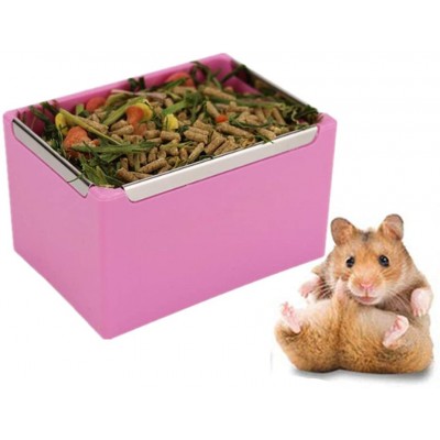 Rysmliuhan Shop Gamelle pour Lapin Ratelier a Foin Lapin Guinée Porc Alimentaire Bol Chargeur écureuil Hamster Alimentaire Bols Hamster d'alimentation Automatique Pink