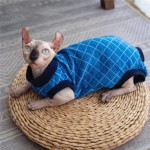HCCY Vêtements de Chat Allemand en Coton Bleu vêtements de Chat sans Poils Sphinx avec Quatre Pattes pour Garder au Chaud-L
