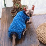 HCCY Vêtements de Chat Allemand en Coton Bleu vêtements de Chat sans Poils Sphinx avec Quatre Pattes pour Garder au Chaud-L