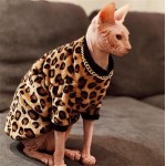HCCY Vêtements de Chat rembourrés léopard Gilet Chaud Chaud pour Chats de Coiffure Veste de revêtement en Coton pour Chats Sphinx Pull de Mode pour Chatons-XL