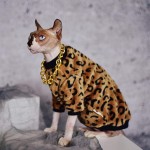 HCCY Vêtements de Chat rembourrés léopard Gilet Chaud Chaud pour Chats de Coiffure Veste de revêtement en Coton pour Chats Sphinx Pull de Mode pour Chatons-XL