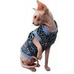 Kotomoda Tee-shirt pour chat Léopard bleu Velours bio Sphynx et chat nu M