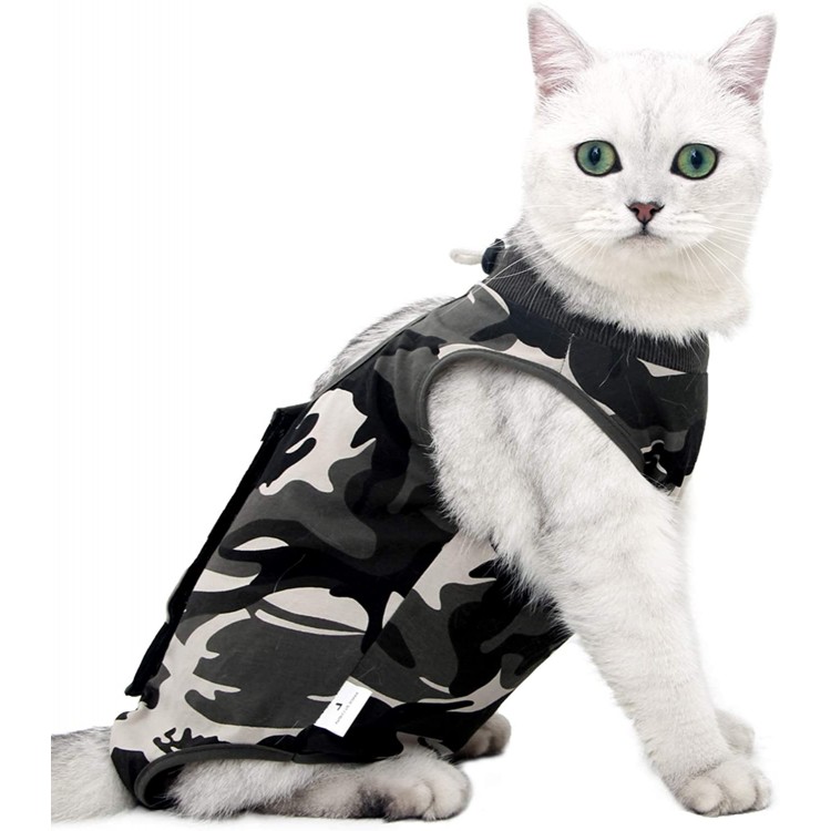 Recovery Suit Chat Vêtements postopératoires pour chat pour la récupération de l'abdomen pour la cicatrisation des plaies ou des maladies de la peau vêtements après la chirurgie S camouflage