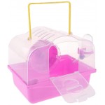 Cage de transport portable pour hamster avec bouteille d'eau pour petits animaux rose