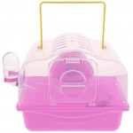 Cage de transport portable pour hamster avec bouteille d'eau pour petits animaux rose