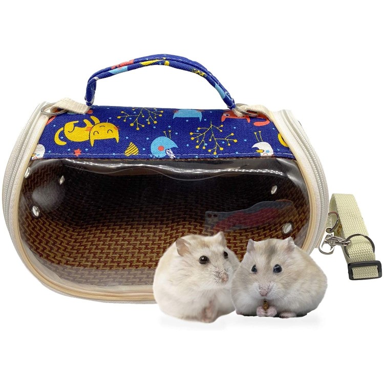 Sac de transport pour hamster Sac de voyage respirant pour petits animaux Avec bandoulière Pour planeur à sucre et cochon d'Inde Bleu