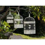aubaho Lot de 3 Cages à Oiseau décorative Style Antique métal Blanc