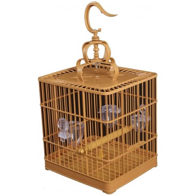 Cage à Oiseaux Cage de bain en plastique carré cage de baignade d'oiseaux Perroquet perroquet portable suspendue cage d'oiseau avec tige permanente et tasse d'alimentation Cage Oiseau  Color : B