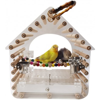 Cage à Oiseaux Coupe de voyage d'oiseau léger d'oiseau acrylique avec des tasses d'alimentation Porte-perroquets d'oiseau transparent respirant for intérieur extérieur pour Volière d'oiseaux Perroquet
