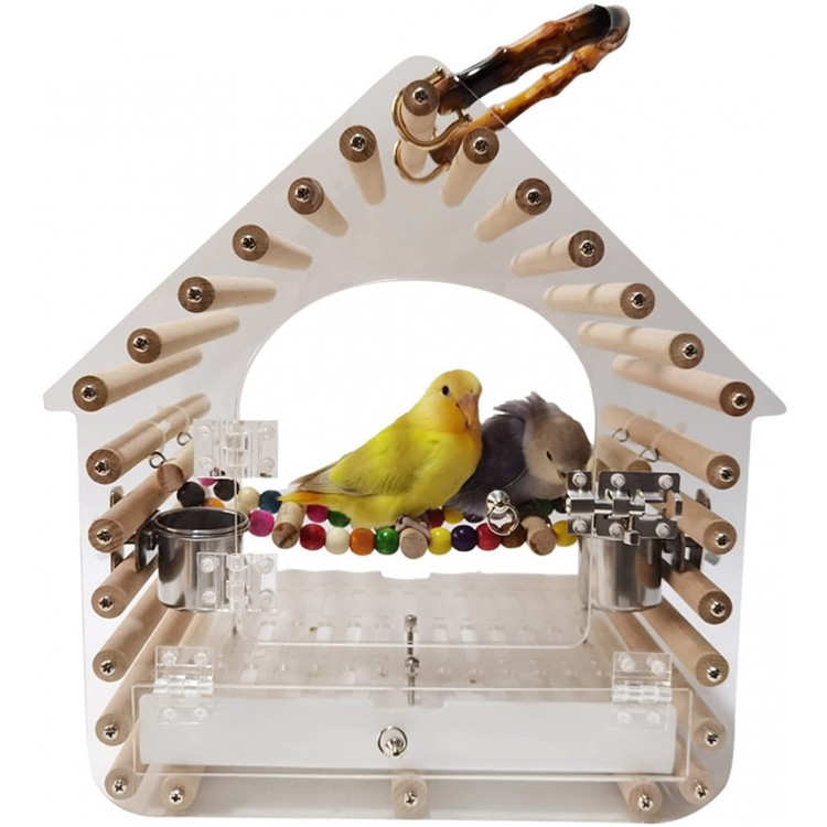 Cage à Oiseaux Coupe de voyage d'oiseau léger d'oiseau acrylique avec des tasses d'alimentation Porte-perroquets d'oiseau transparent respirant for intérieur extérieur pour Volière d'oiseaux Perroquet