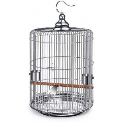 Cage à Oiseaux Fournitures for animaux domestiques Villa ronde en acier inoxydable avec cage à oiseaux en acier inoxydable Volière Intérieure pour Oiseau Exotique Perroquets  Size : 37cm high