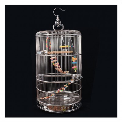 Cage d'oiseau portable 33,4 "Grande Cage à oiseaux en acier inoxydable cage ronde Cage d'oiseau Myna Parrot for les oiseaux de taille moyenne et grande plus-hauteur Couleur: Haute match sunyangde