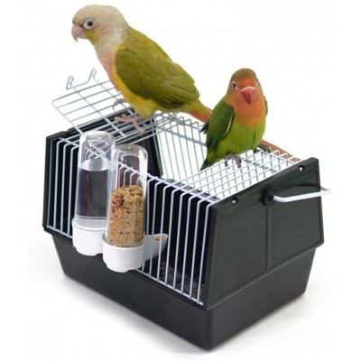 Corwar 9836 Cage de transport portable pour petits animaux avec 2 mangeoires pour petits perruches pinsons canaris perruches