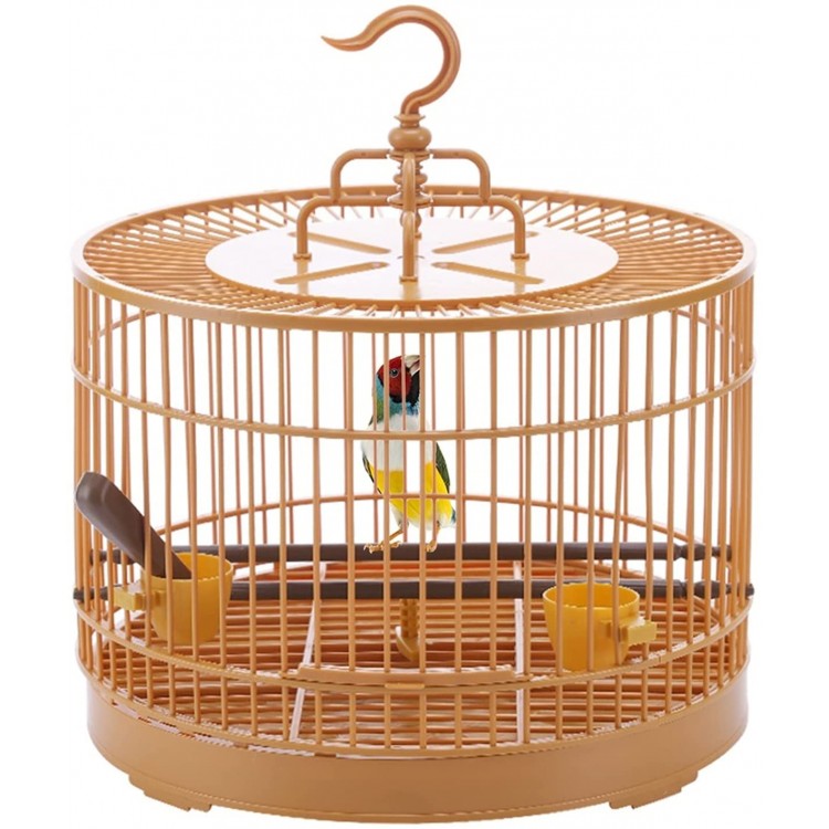 DHZZ Cage de transport respirante pour oiseaux Cage de transport pour oiseaux Cage de voyage ronde Pour petits oiseaux Nid d'oiseaux Élevage de hamster Couleur : doré