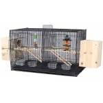 KUANDARM Cage à Oiseaux en Fer Noir avec Barre De Support De Boîte à Nourriture Black 60cm-a