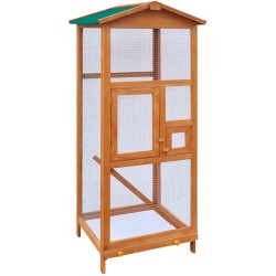 MOONAIRY Cage à Oiseaux Bois 65 x 63 x 165 cm Accessoires pour Petits Animaux Abris et Cages pour Petits Animaux