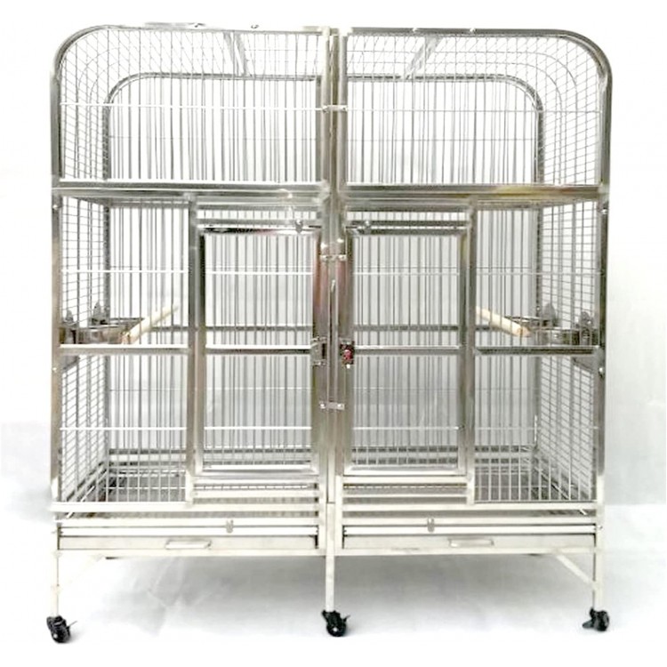 Volière Cage Big Taille 304 Cage de la Cage Double Oiseau d'acier Inoxydable e 125CMX60 Cages à Oiseaux